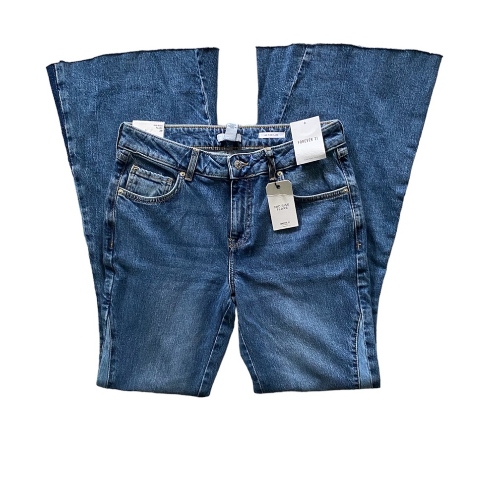 Forever 21 | NWT’s mid rise flare embroidered patchwork bohemian western jeans - Picture 4 of 10